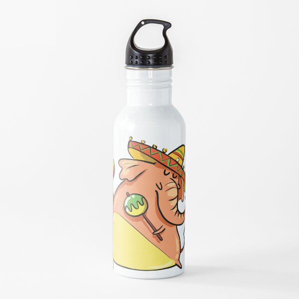 Funny Elephant With Mexican Sombrero and Maracas Water Bottle