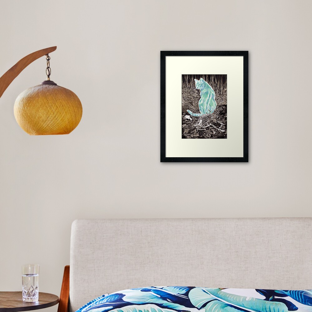 Ghost Cat Prowls Forever Framed Art Print