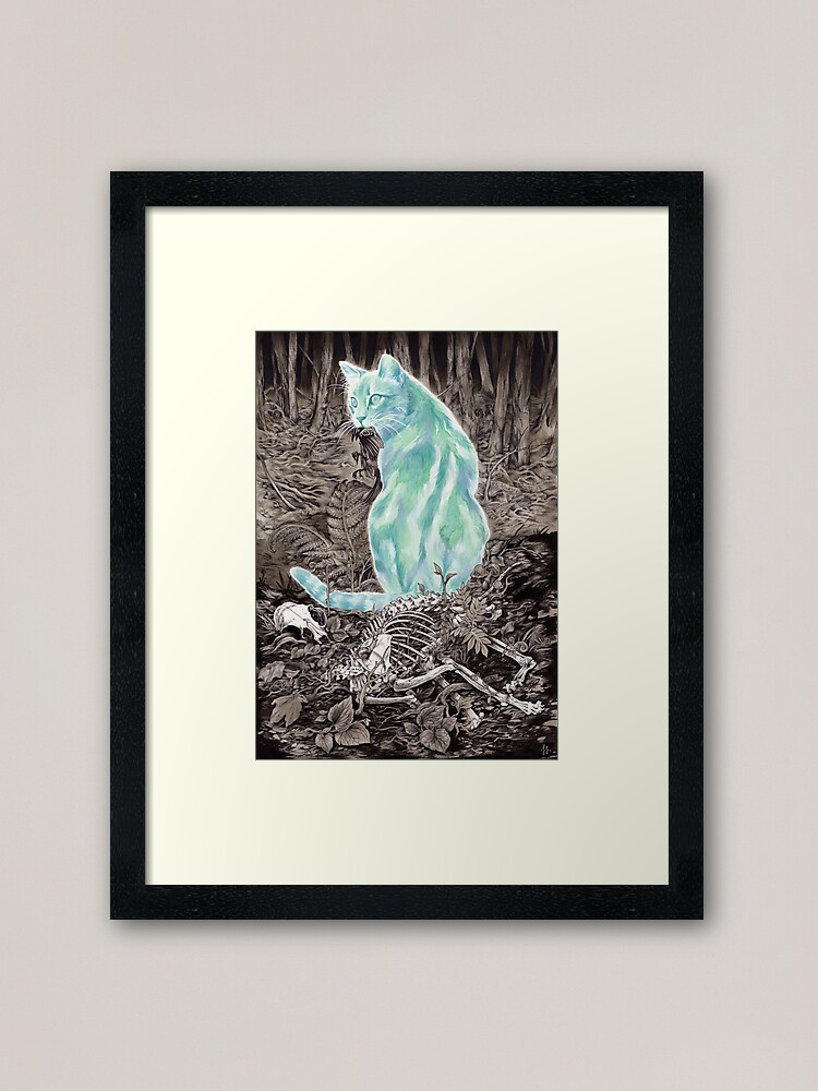 Alternate view of Ghost Cat Prowls Forever Framed Art Print