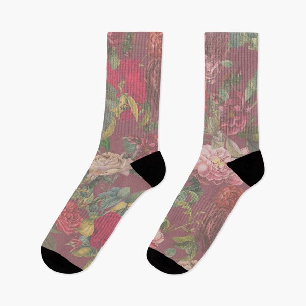 Item preview, Antico modern red roses and dahlias on burlap in plum designed and sold by Ivy & Foxglove Designs.