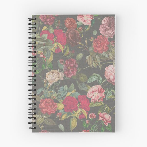 Item preview, Antico modern red roses and dahlias on burlap in charcoal designed and sold by Ivy & Foxglove Designs.