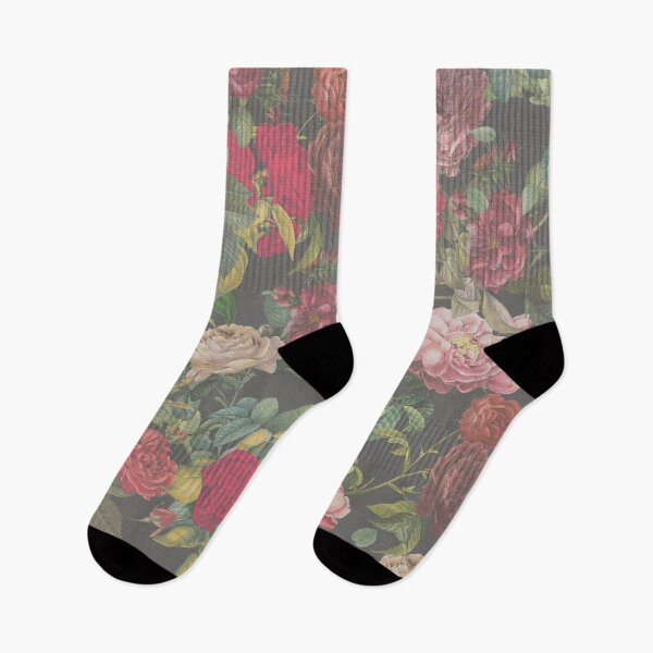 Item preview, Antico modern red roses and dahlias on burlap in charcoal designed and sold by Ivy & Foxglove Designs.