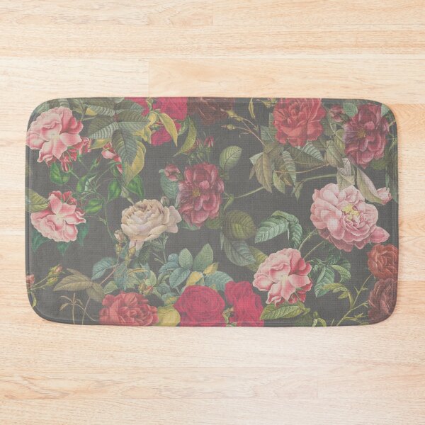 Item preview, Antico modern red roses and dahlias on burlap in charcoal designed and sold by Ivy & Foxglove Designs.