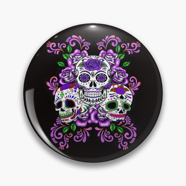 Item preview, Triple cráneo púrpura floral día de los muertos calaveras de azúcar designed and sold by Atteestude.