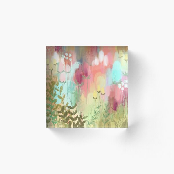 Peachy Meadow Acrylic Block
