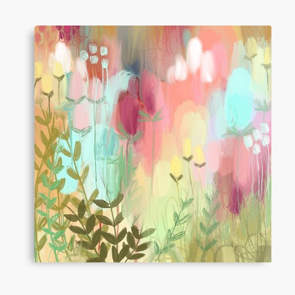 Peachy Meadow Metal Print