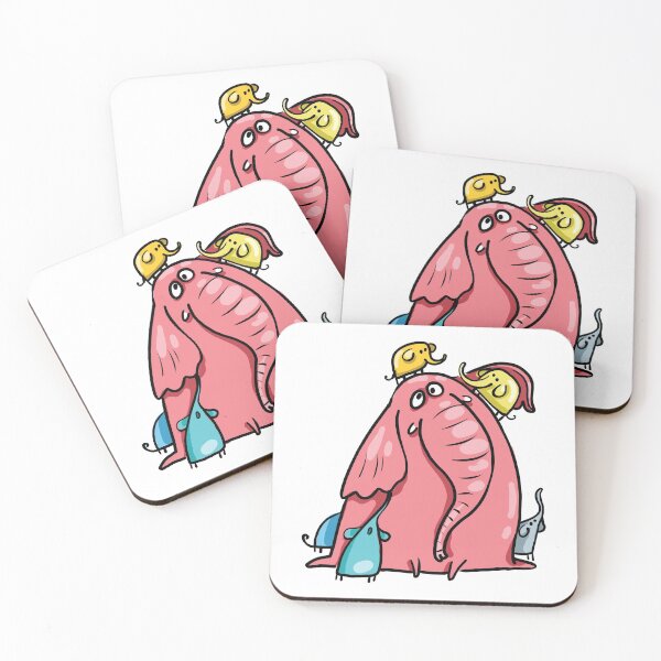 Item preview, Funny Cute Pink Elephant Mom with Baby Elephants designed and sold by AnastasiaDesign.