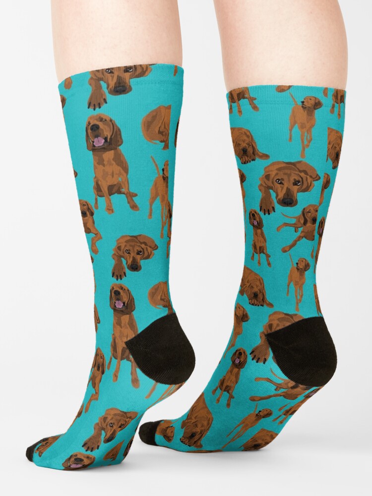 Alternate view of Redbone Coonhound on turquoise Socks