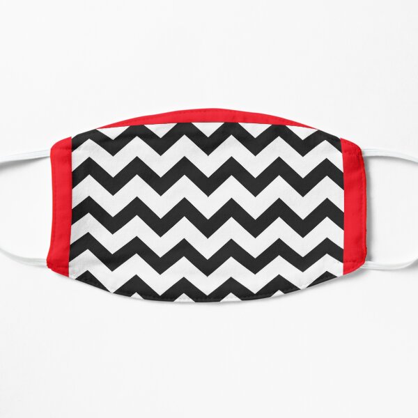 Black and White Chevron with Red Border Flat Mask