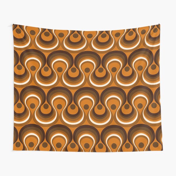 Item preview, Brown, Orange & Ivory Wavy Lines Retro Pattern designed and sold by Eyestigmatic.