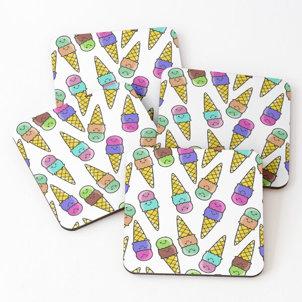 Item preview, Cute Kawaii Random 2 scoop Ice Cream Cone Pattern designed and sold by Kawaiindoodle.