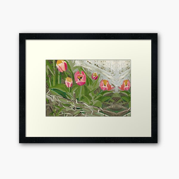 Backyard Tulips Framed Art Print