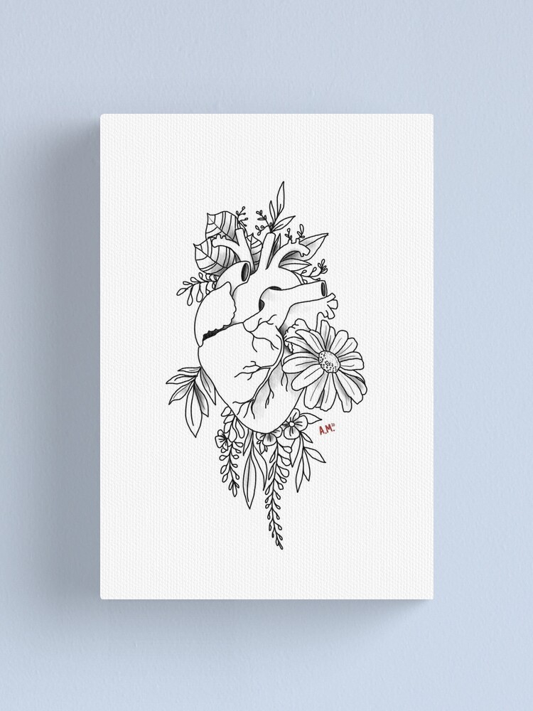 Anatomical Heart with flowers