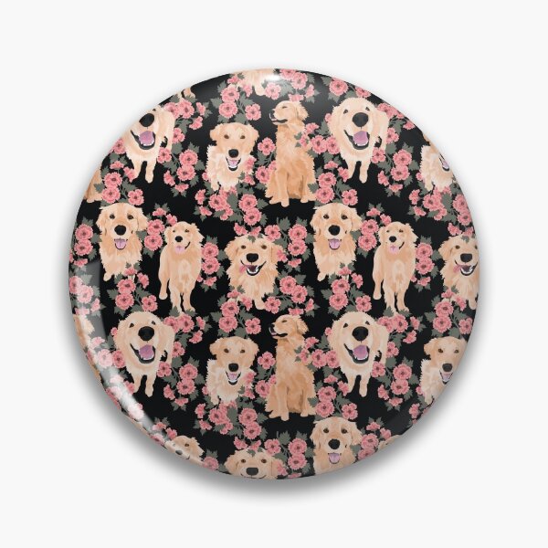 Item preview, Golden Retrievers and flowers on Black designed and sold by ArtofACoonhound.