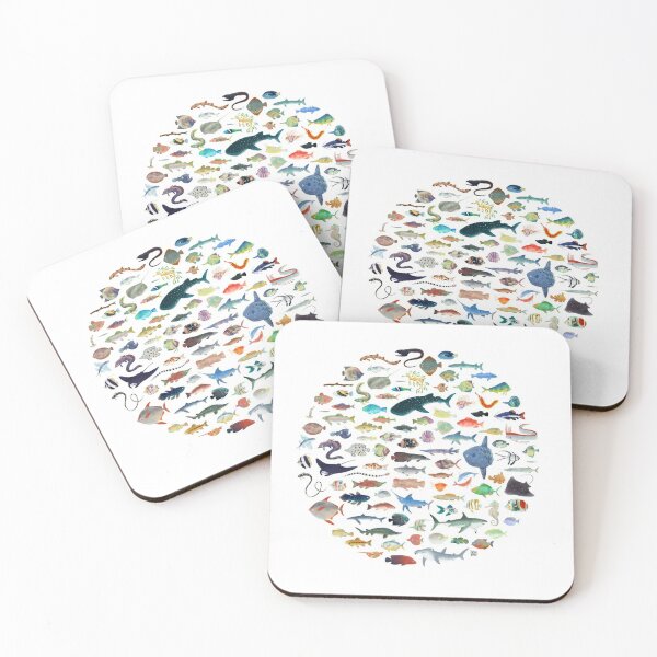 One Hundred Fish Coasters (Set of 4)