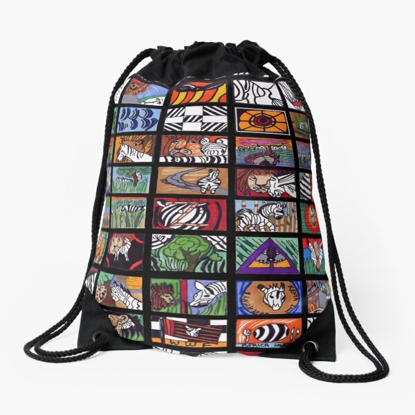 Zebra Collage Drawstring Bag