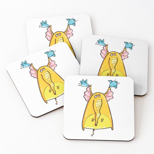 Item preview, Funny Cute Happy Yellow Elephant with Birds designed and sold by AnastasiaDesign.