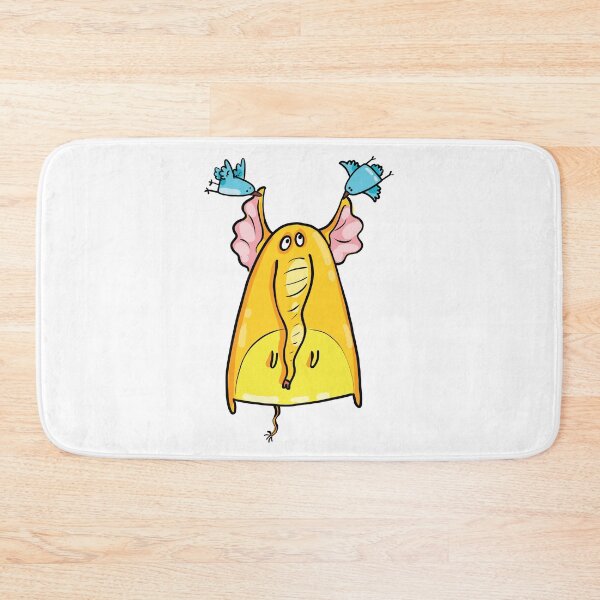 Item preview, Funny Cute Happy Yellow Elephant with Birds designed and sold by AnastasiaDesign.