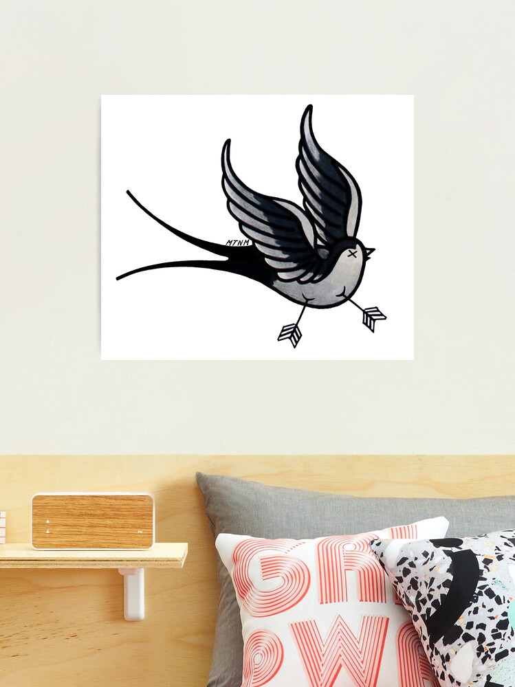 Swallow, Painting, Tile, Decoration, Black, Revoada, hotsell Small