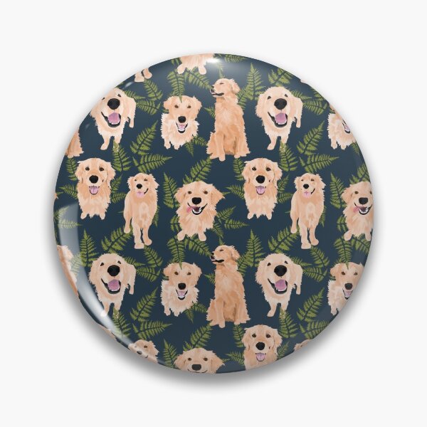 Item preview, Golden Retrievers and Ferns on Navy designed and sold by ArtofACoonhound.