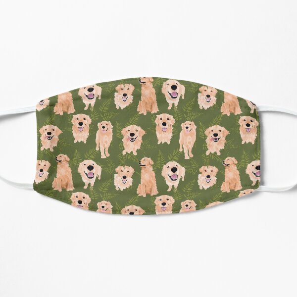 Golden Retrievers and Ferns on Moss Mask
