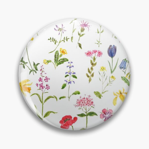botanical colorful countryside wildflowers watercolor painting Pin