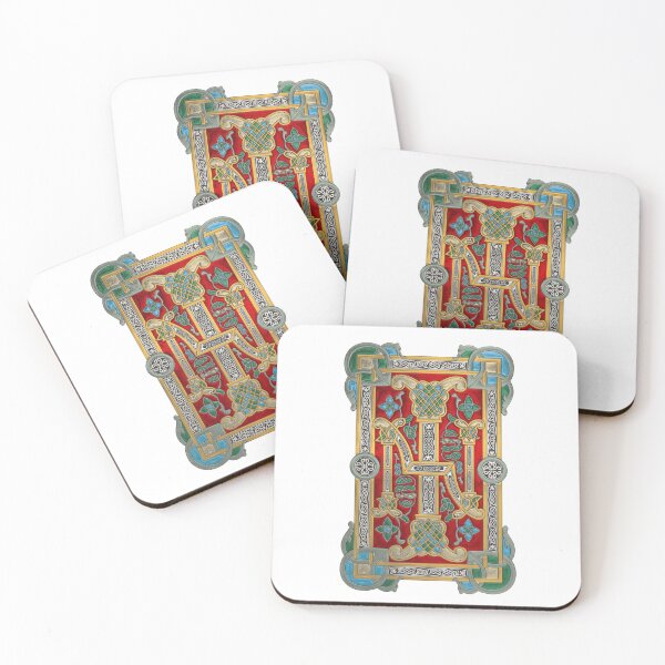 Item preview, Ancient Celtic Runes of Hospitality and Potential - Illuminated Plate over White Leather designed and sold by Serge Averbukh Art Studio.