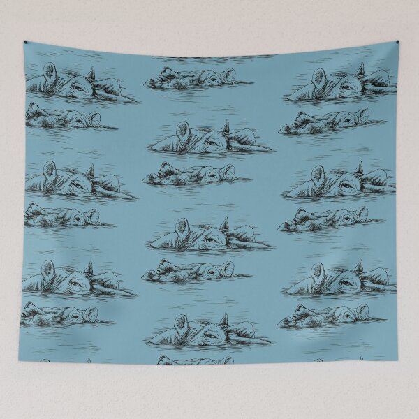 Item preview, Swimming Hippos (bright background) designed and sold by MMMSdesigns.