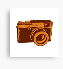 Camera 35mm Vintage Woodcut Canvas Print