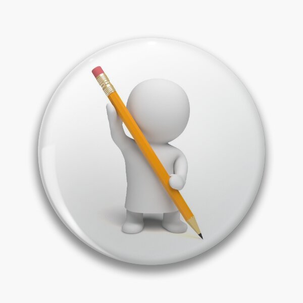 Item preview, cute 3d character writing with a huge yellow pencil designed and sold by DottedYeti.