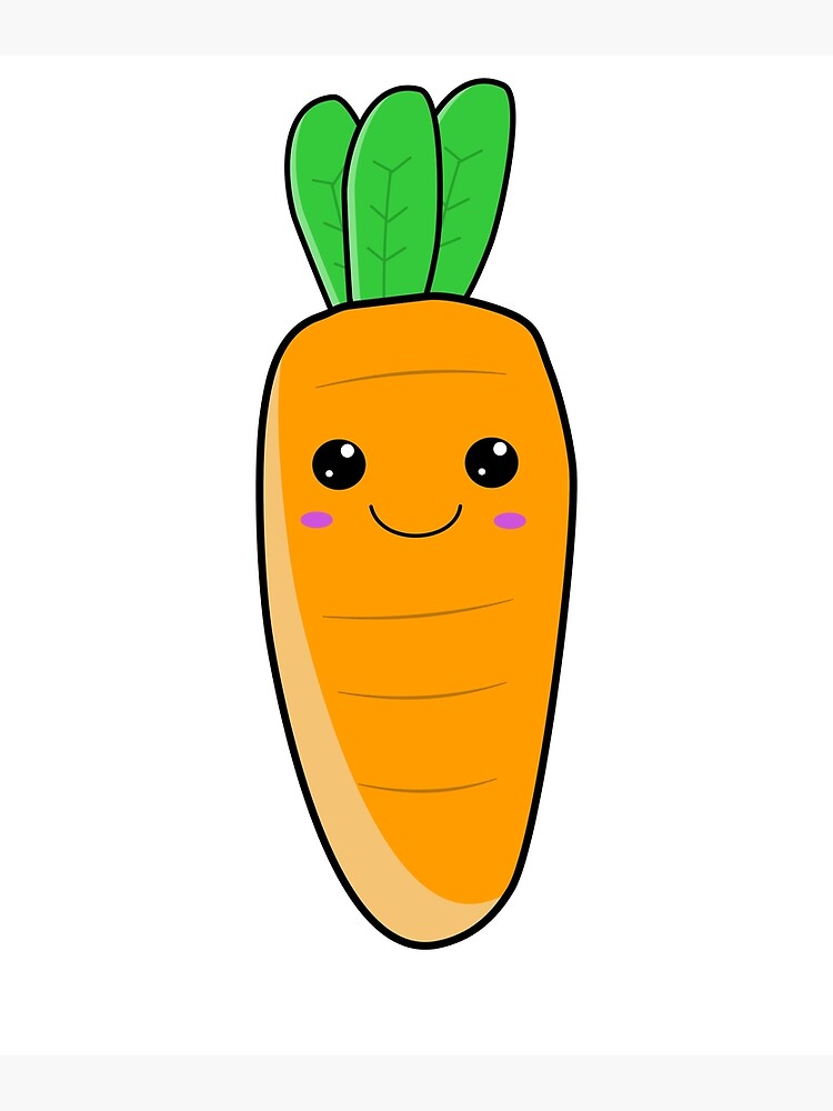 Cute Smiling Kawaii Carrot Sticker Pattern Poster By Kawaiindoodle Redbubble