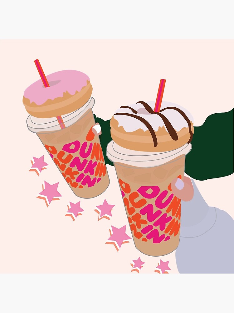 Tarjetas De Felicitacion Dunkin Donuts Cafe Con Leche Helado Cafe Helado Pegatina De Donut De Grace1641 Redbubble