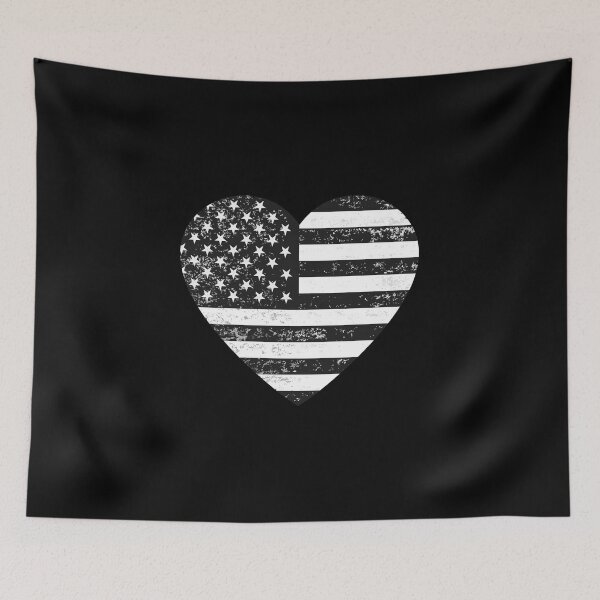 Item preview, Distressed Black and White American Flag Heart designed and sold by Chakibalami.