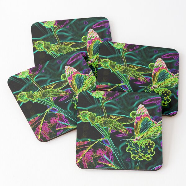 Item preview, Multicolour butterfly on plant - neon #1 designed and sold by Olympia Ellinas.