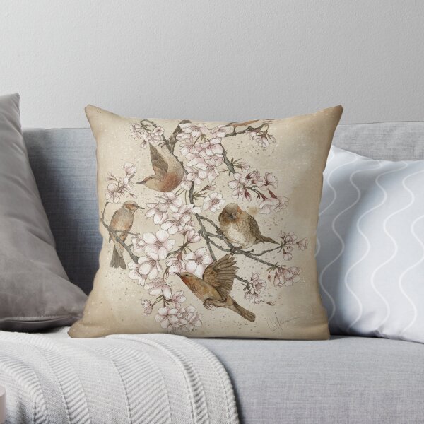 Too many birds Throw Pillow
