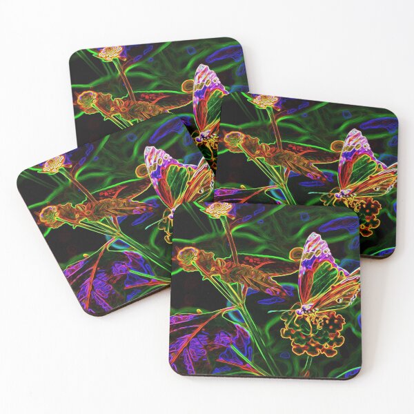 Item preview, Multicolour butterfly on plant - neon #2 designed and sold by Olympia Ellinas.