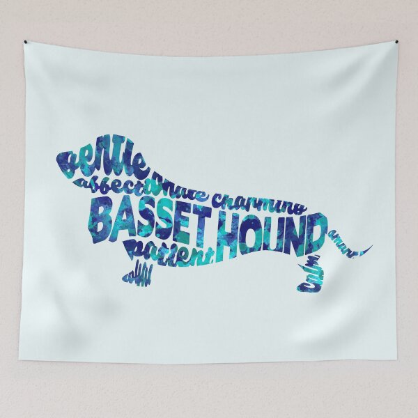 Item preview, Basset Hound Typographic Watercolor Painting designed and sold by A Deniz Akerman.