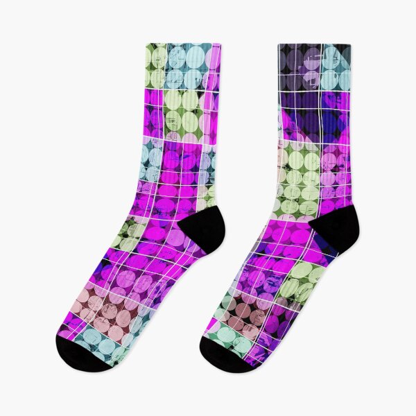 Item preview, geometric square and circle pattern abstract in pink blue designed and sold by Mrvell.