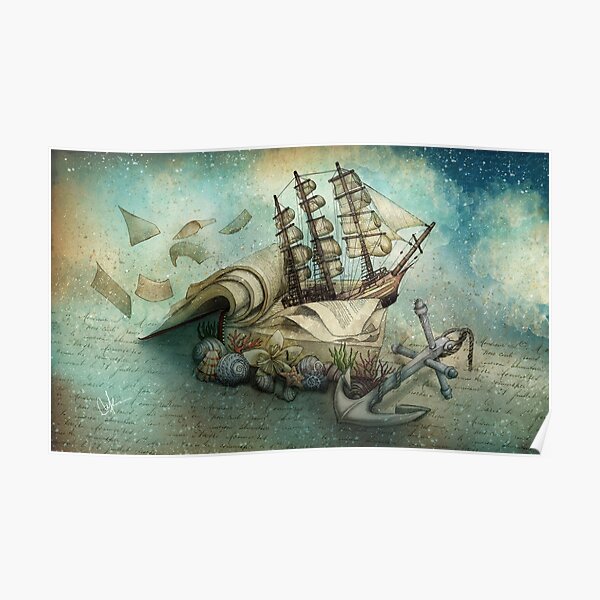 Now I lay me down to read, i travel leagues before i sleep Poster