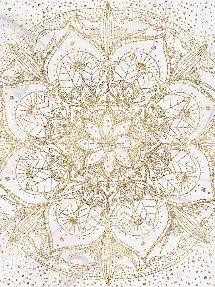 Trendy Gold Floral Mandala Marble Design by InovArtS