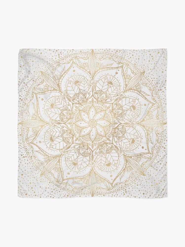 Alternate view of Trendy Gold Floral Mandala Marble Design Scarf
