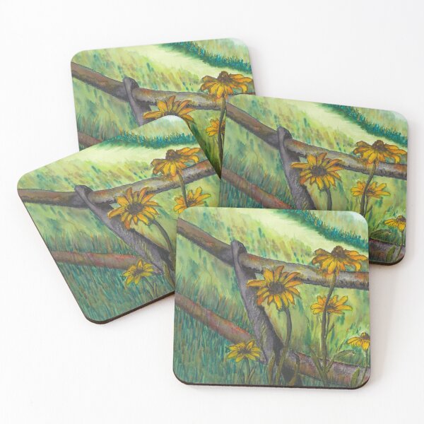 Item preview, Black Eye Susans by Fence designed and sold by Linda Aschnewitz.