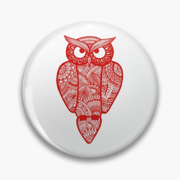 Item preview, Zentangle Owl (red outline) designed and sold by Calen  Picard-Carroll.