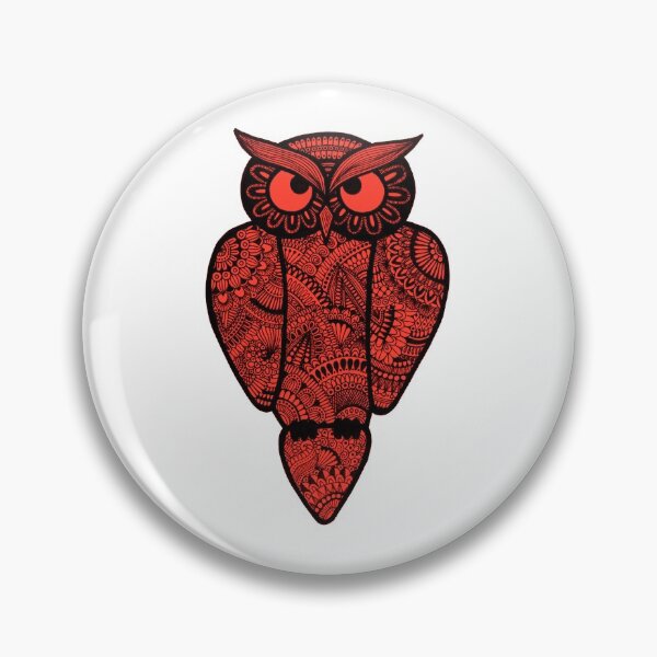 Item preview, Zentangle Owl (red design) designed and sold by Calen  Picard-Carroll.
