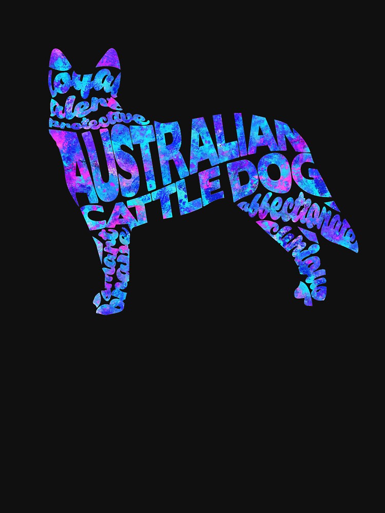Thumbnail 7 of 7, Classic T-Shirt, Australian Cattle Dog Typographic Watercolor Painting designed and sold by geekmywall.