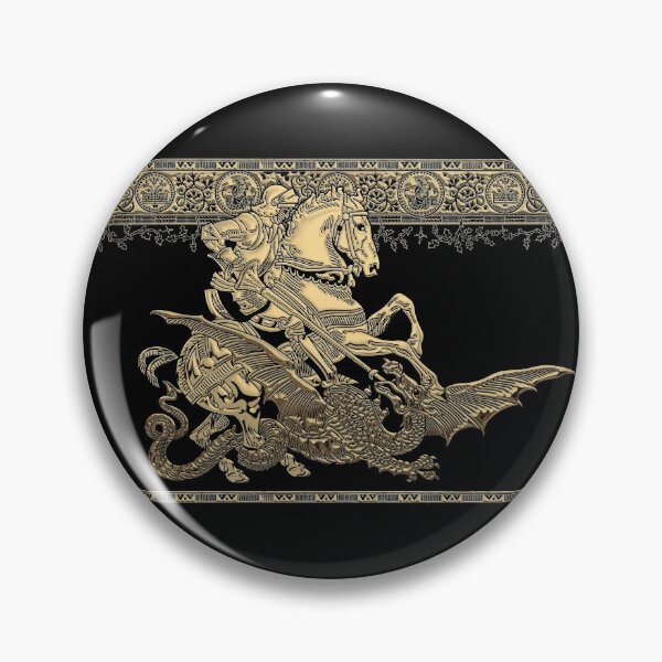Item preview, Saint George and the Dragon in Gold on Black Canvas designed and sold by Serge Averbukh Art Studio.