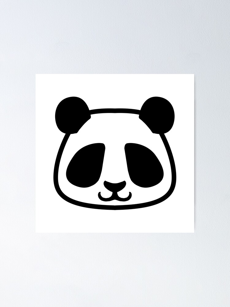 Pictogramme minimaliste noir et blanc de Panda Poster