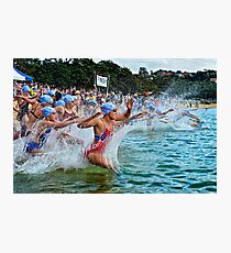 Balmoral Ocean Swim - Blue Caps Photographic Print