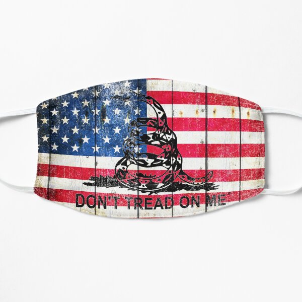 Viper On American Flag On Old Wood Planks Flat Mask
