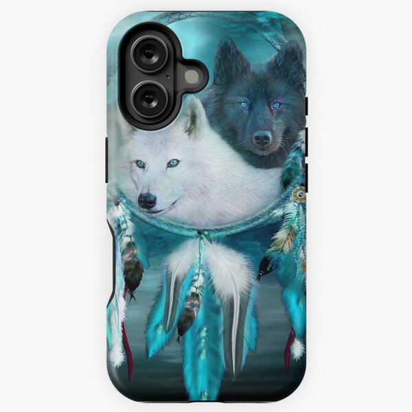 Item preview, Dream Catcher White Wolf Black Wolf designed and sold by Carol  Cavalaris.